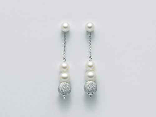 Orecchini Pendenti Miluna con Perle e Sfere Diamantate PER1961