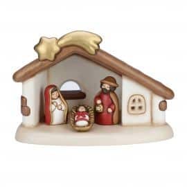 Set capanna e Sacra Famiglia del presepe variante rossa THUN S3034A82