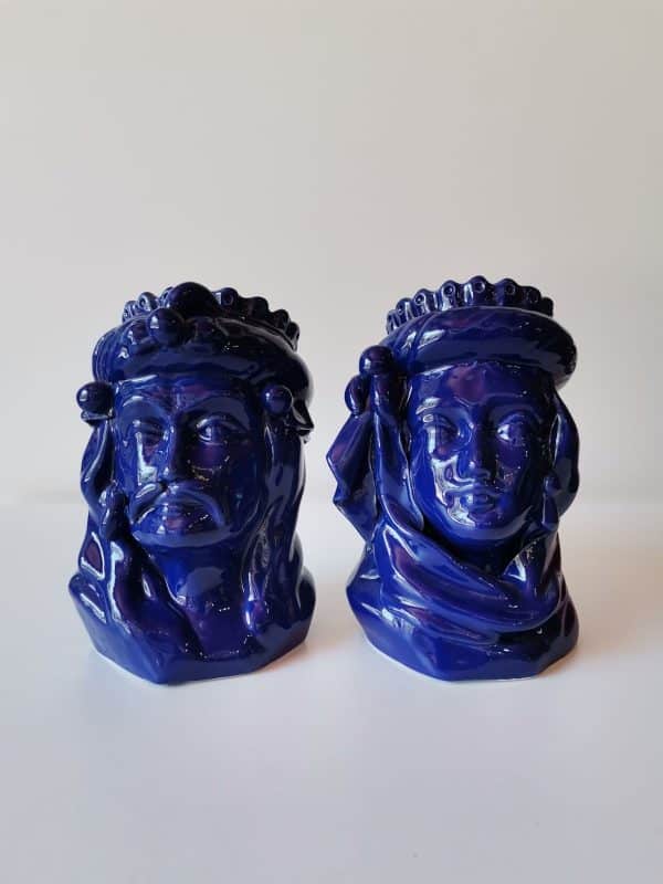 Coppia Testa di moro 15 cm blu Ceramiche La Rosa