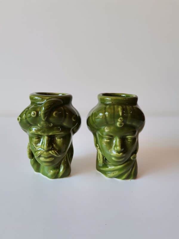 Coppia Testa di moro verde 10 cm Ceramiche La Rosa