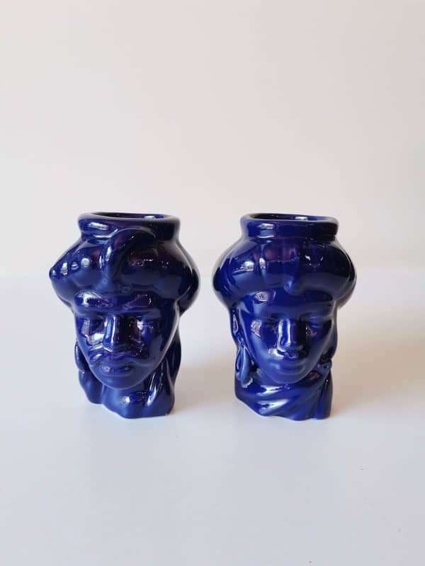 Coppia Testa di moro blu 10 cm Ceramiche La Rosa