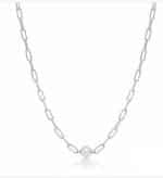 Collana con catena a maglia, in argento con perla Miluna PCL6021B