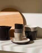 Set 4 Tazzine espresso con piattino Tonale nero Alessi DC03