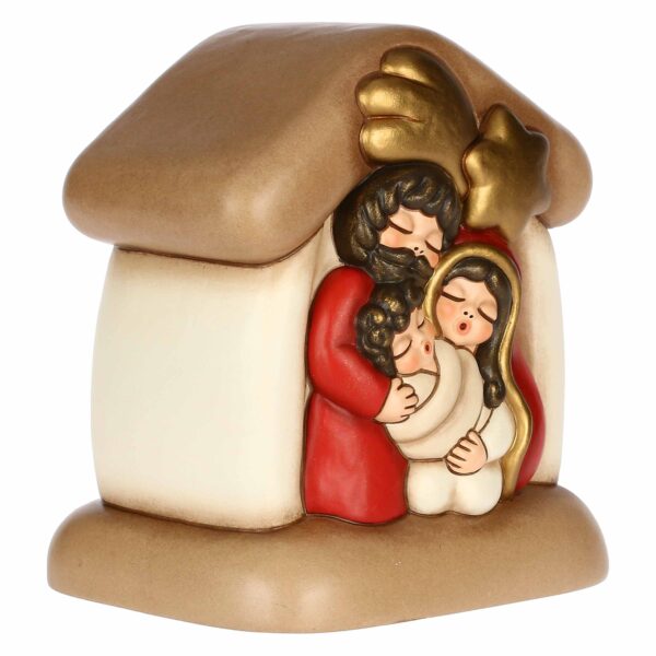 Mini presepe con capanna e Sacra Famiglia in ceramica Thun S3394A82