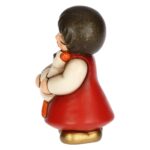 Bimba con oca rosso in ceramica Presepe Classico