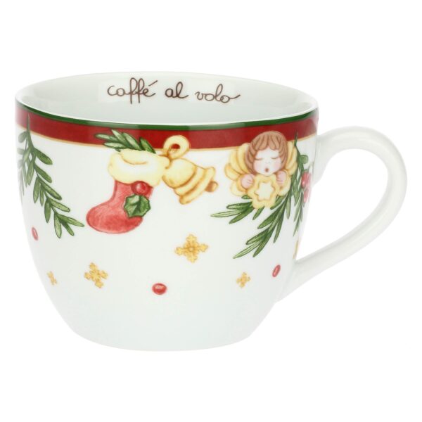 Tazza colazione con piattino in porcellana Sorprese di Natale P5102P00 Thun