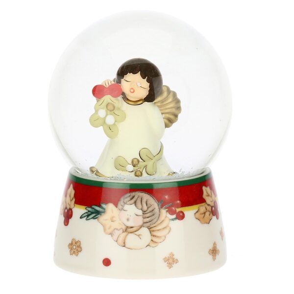 Boule de neige angelo con vischio in vetro e ceramica, media S3427P00 Thun